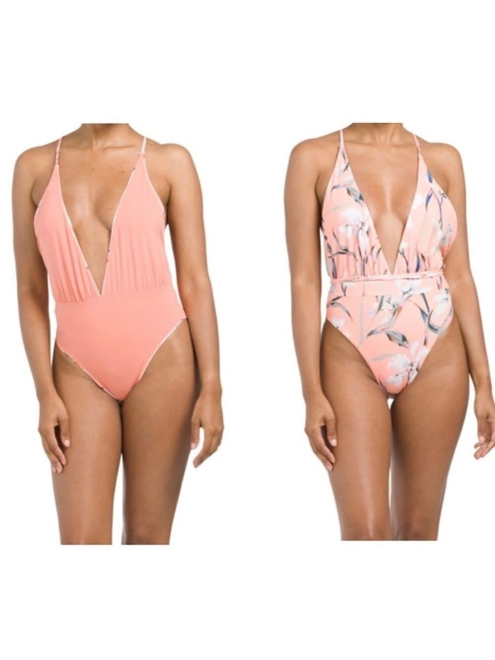 NWT Maaji Anthropologie One Piece Reversible swimsuit in Peach and floral.Size